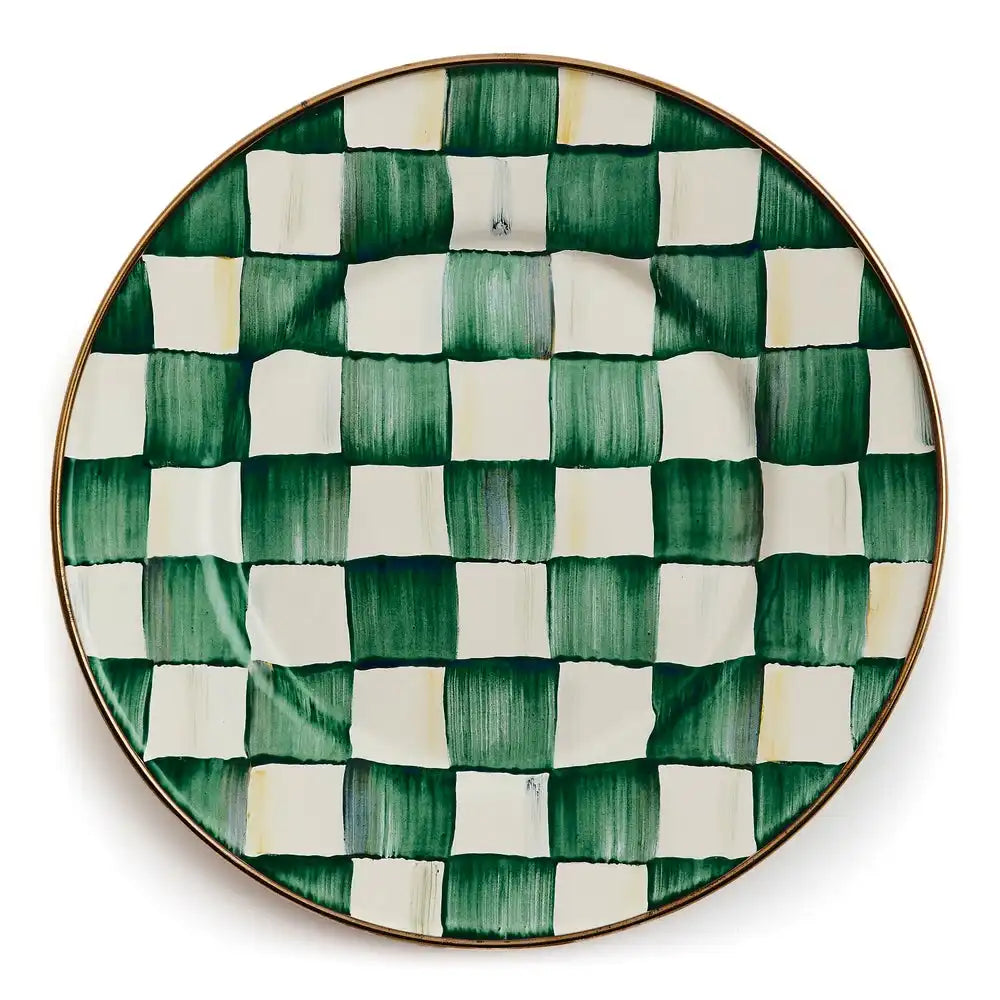 Emerald Check Salad Plate