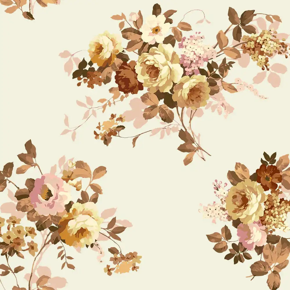 Latte Wild Rose Peel & Stick Wallpaper