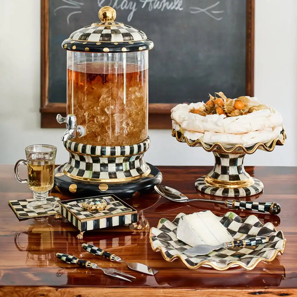 Courtly Check Ceramic Fluted Cake Stand