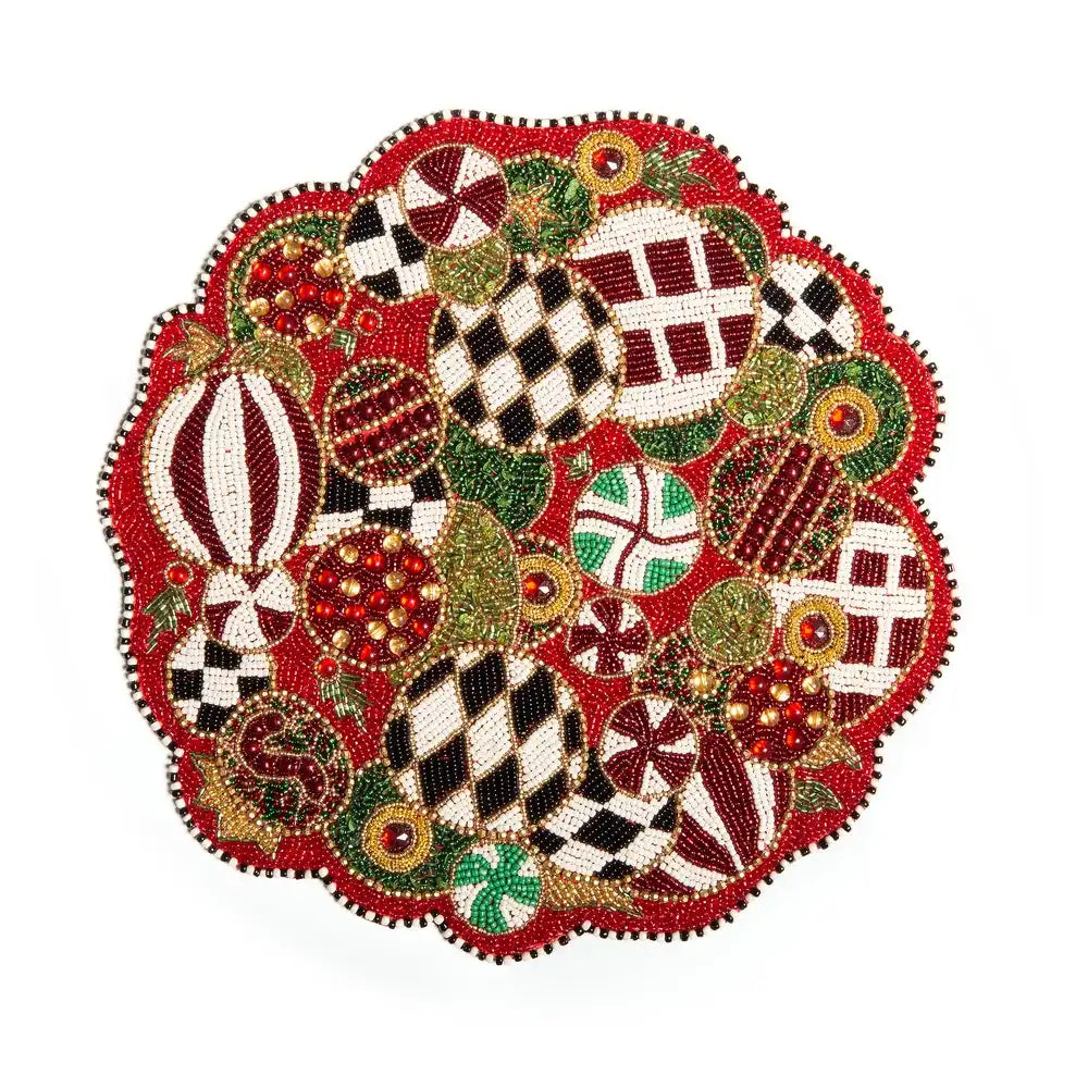Jolly Ornaments Beaded Placemat